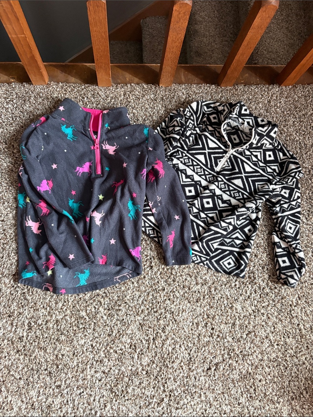 Kids Unicorn Print Gray Pullover & Black/White Pullover